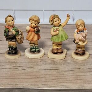 Goebel M J Hummel Figurines Set 4 Children Playing Germany signed vintage decor